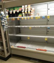 If we're stocking up I guess a run on eggs shouldn't be a surprise. This is Vons' egg case — Trader Joe's egg case was slightly better.